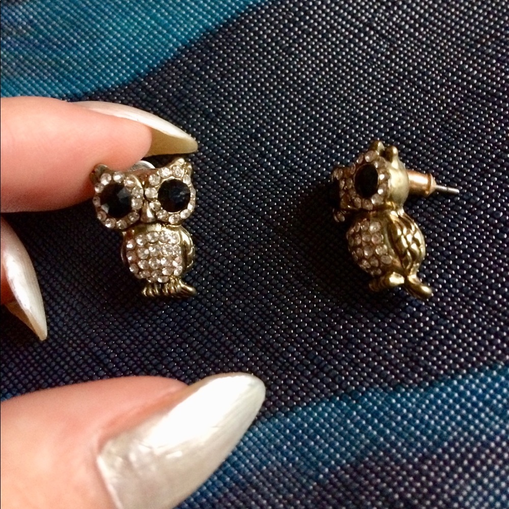 🦉 Gold Rhinestone Owl Earrings 🦉